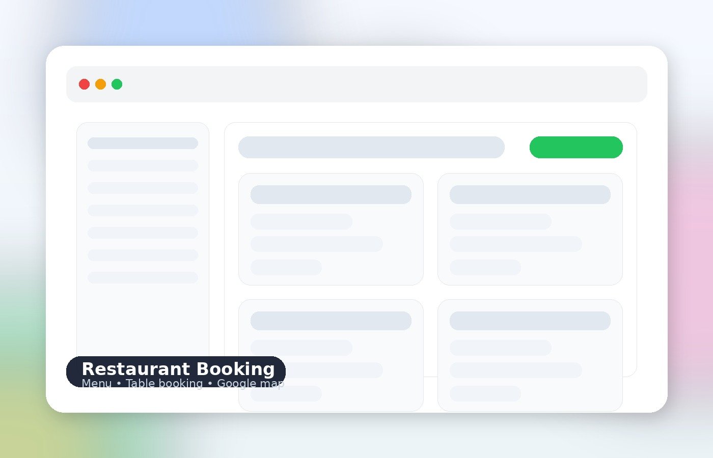 Restaurant booking mockup